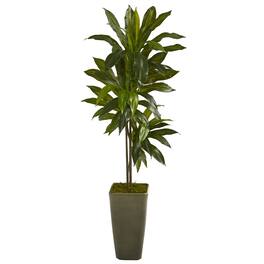 BreeBe - 4.5' Dracaena Artificial Plant Planter (Real Touch) - Green