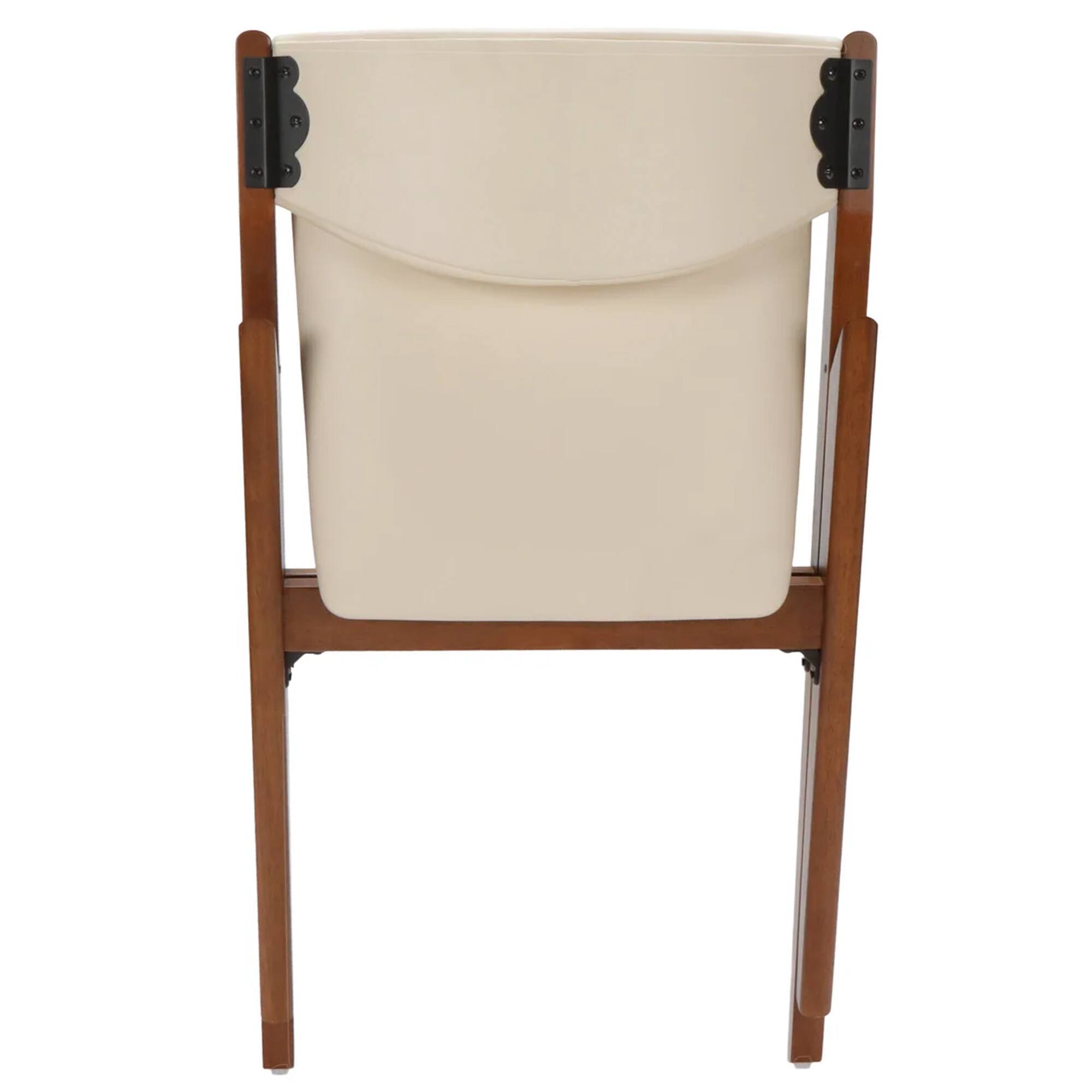 Alt View 5. Stakmore - Stakmore Retro Modern Upholstered Folding Chair, Fruitwood Frame with Off White Vinyl - Fruitwood Finish.