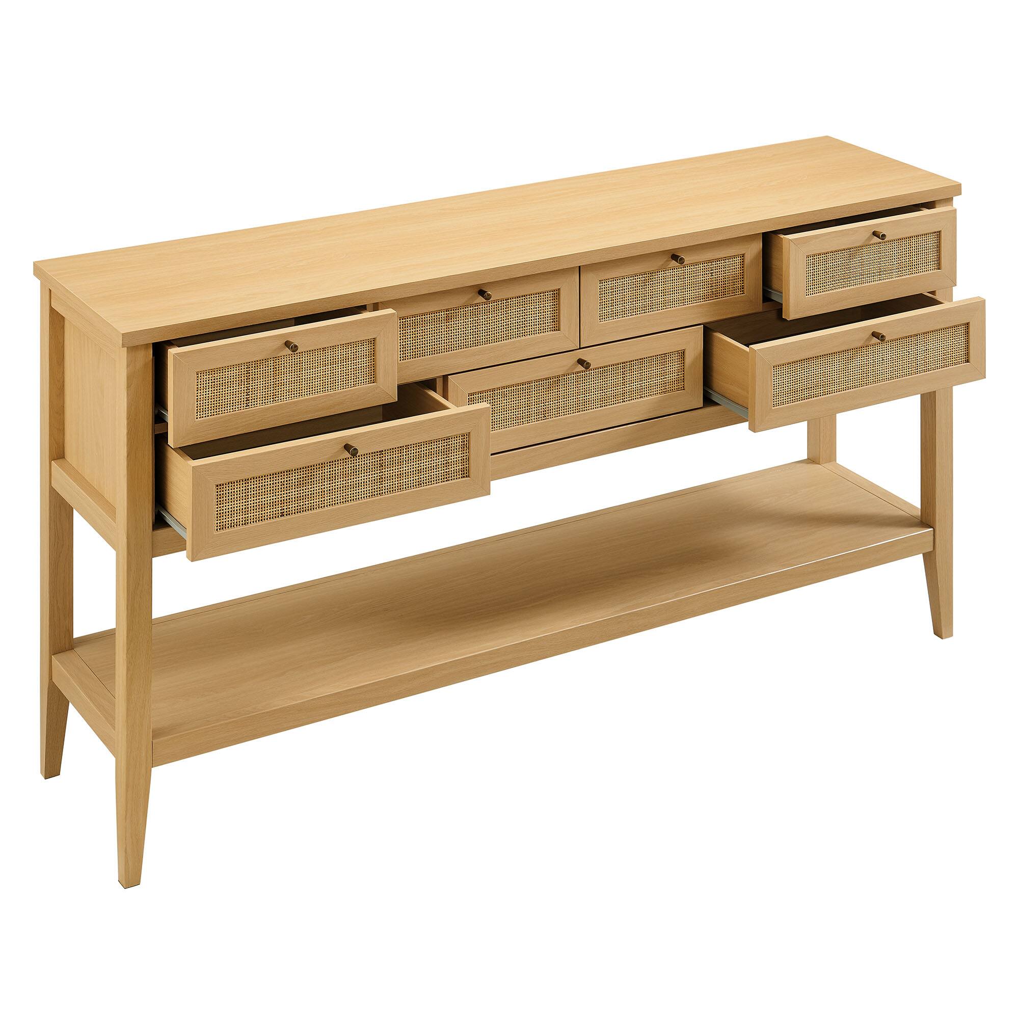 Alt View 4. Modway - Soma 62 Inch Rattan Console Table by Modway - Oak.