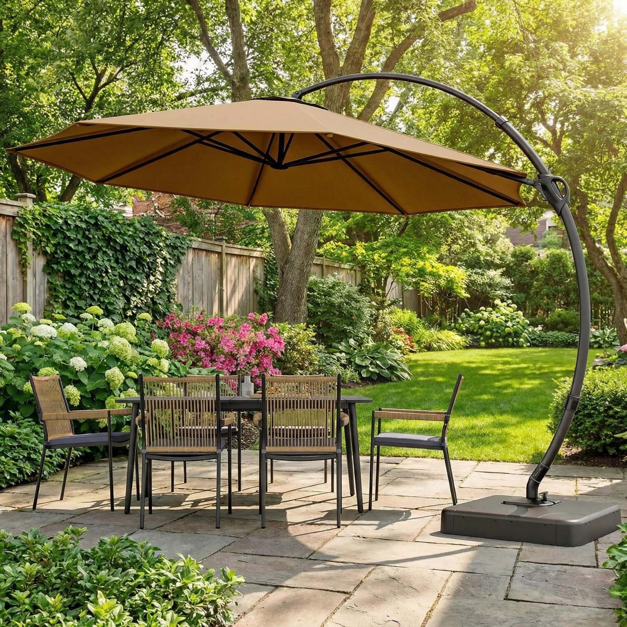 Alt View 4. Boyel Living - 12ft Tan Luxury Cantilever Patio Umbrella UV Protection - Tan.