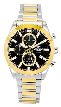 Casio - Edifice Analog Chronograph Two Tone Stainless Steel Dial Quartz EFB-710SG-1AV 100M Men's Watch - Black