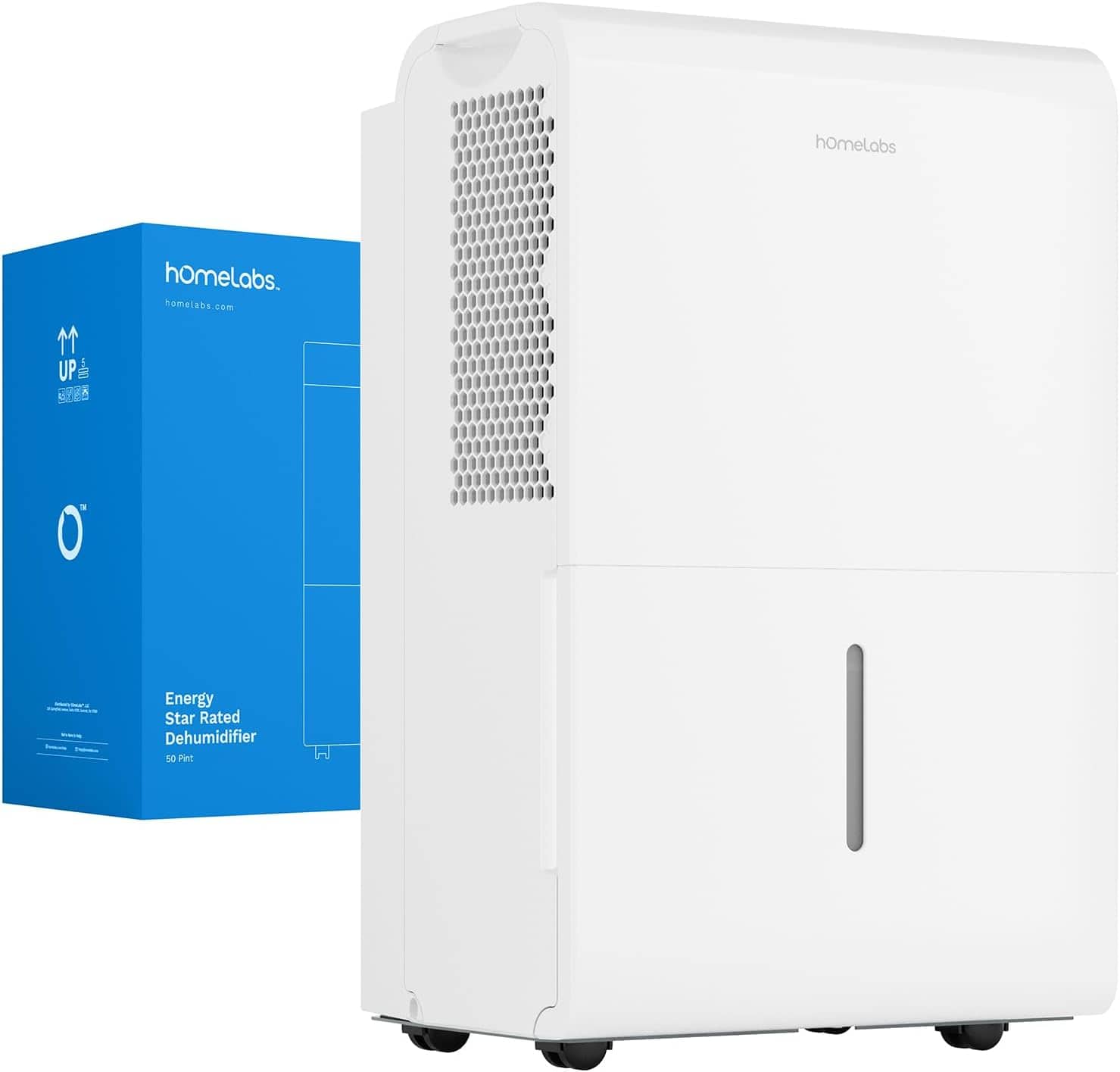 hOmeLabs - 50 Pint Wi-Fi Dehumidifier for up to 7,000 Sq Ft Rooms - White