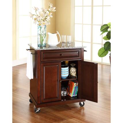 Front. Crosley Furniture - Compact Granite Top Kitchen Cart - Mahogany.