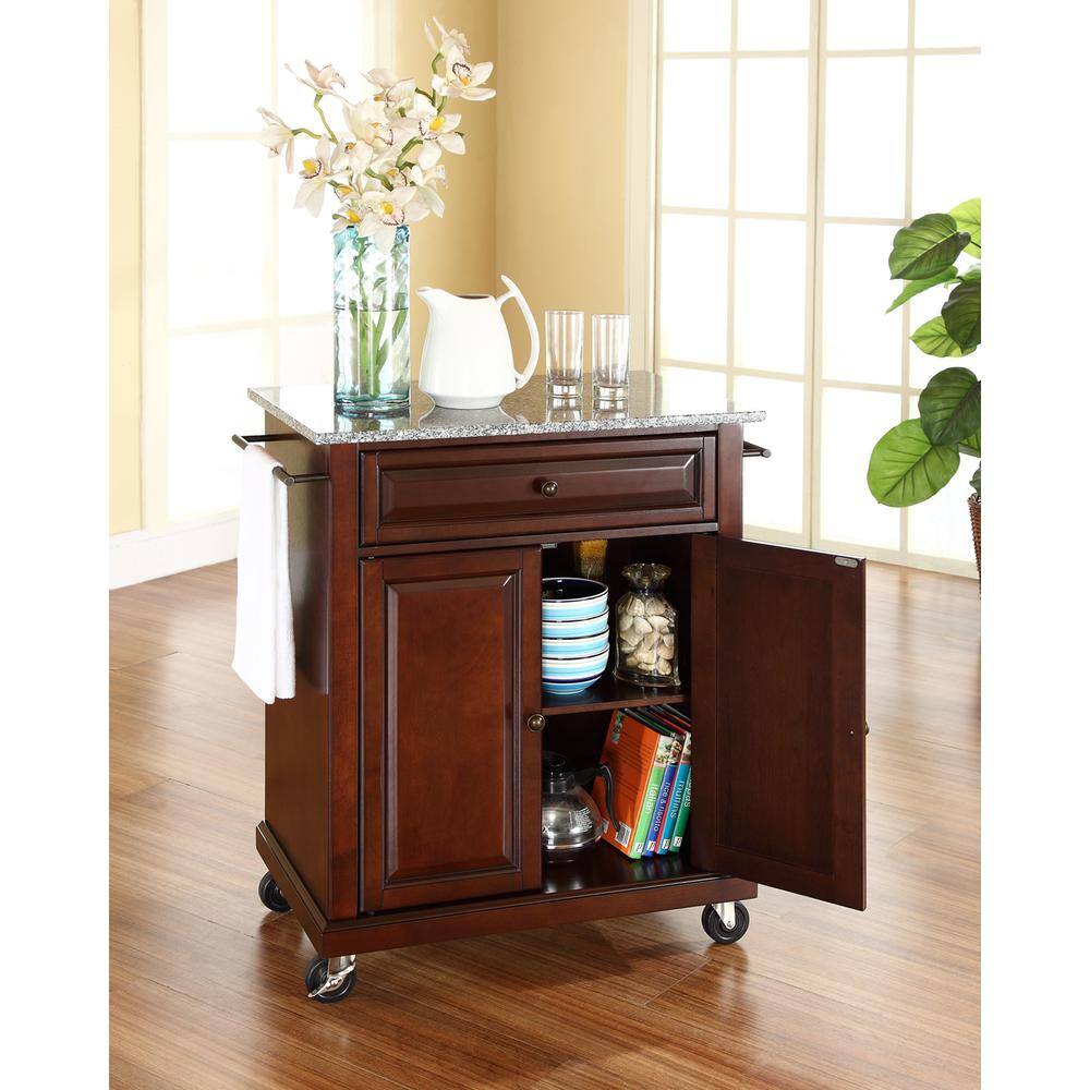 Front. Crosley Furniture - Compact Granite Top Kitchen Cart - Mahogany.