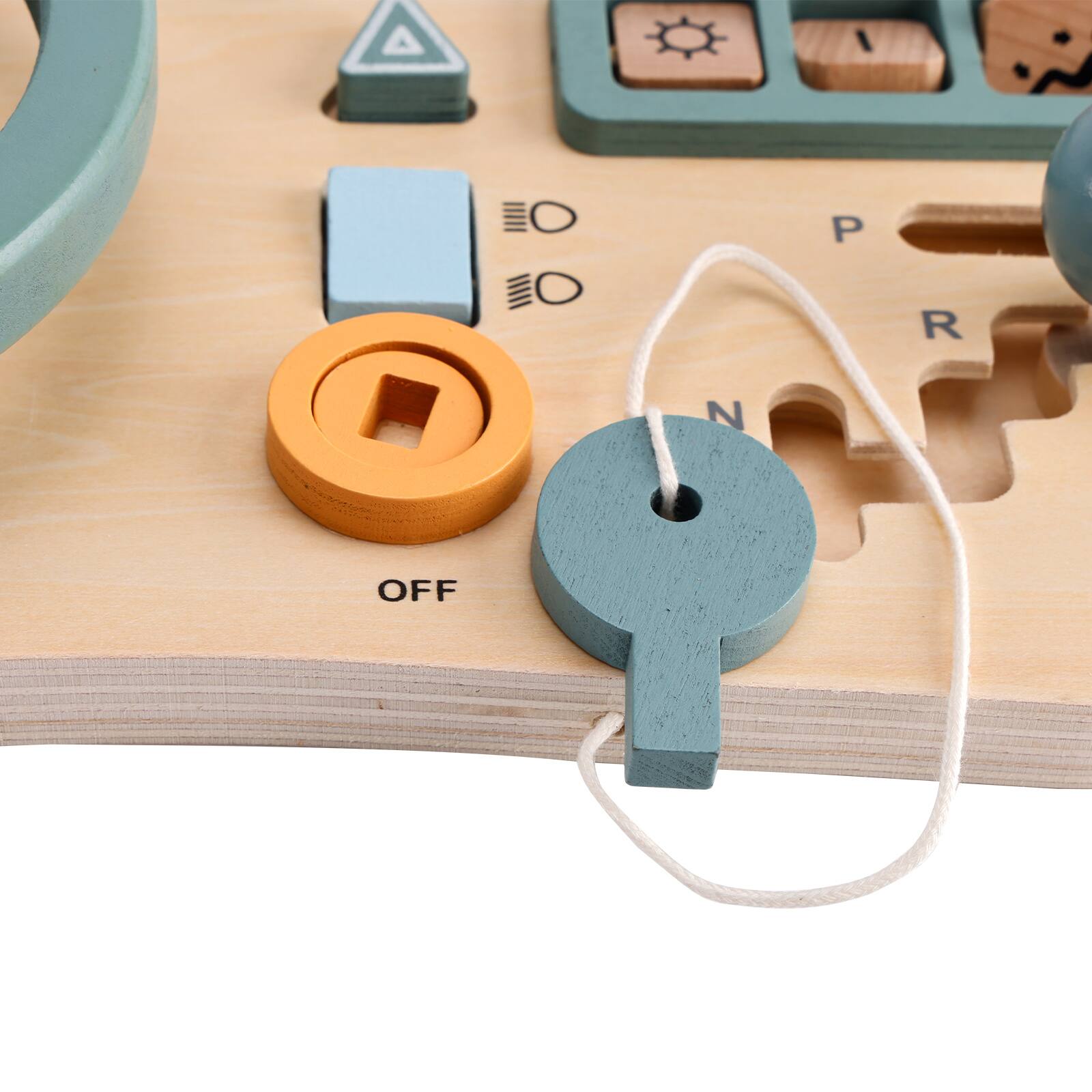 Alt View 6. Topteng - 10-in-1 Car Steering Wheel Busy Board, Wooden Montessori Toy with Locks & Gears for Toddlers, Gift for Ages 3+.