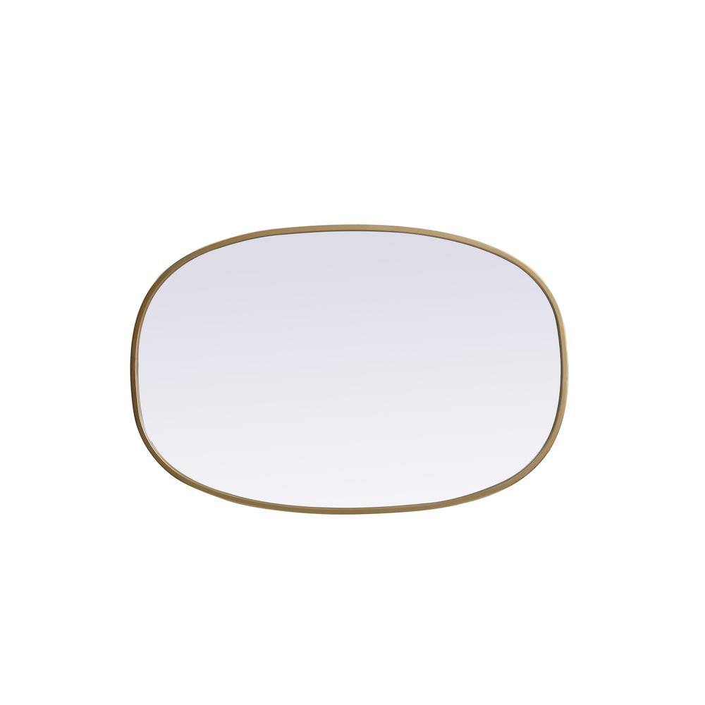 Back. Elegant Decor - Metal Frame Oval Mirror 20x30 Inch in Brass - Brass.