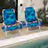 Back. Costway - 4-Pack Folding Backpack Beach Chair 5-Position Outdoor Reclining Chairs with Pillow - Dark Blue.