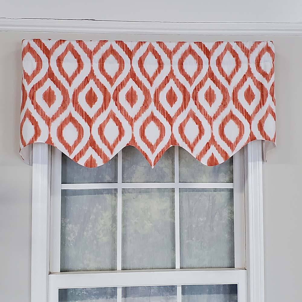 Angle. RLF Home - RLF Home Zamya Regal Window Treatment Valance 3" Rod Pocket 50" x 17" Tangerine - Tangerine orange.