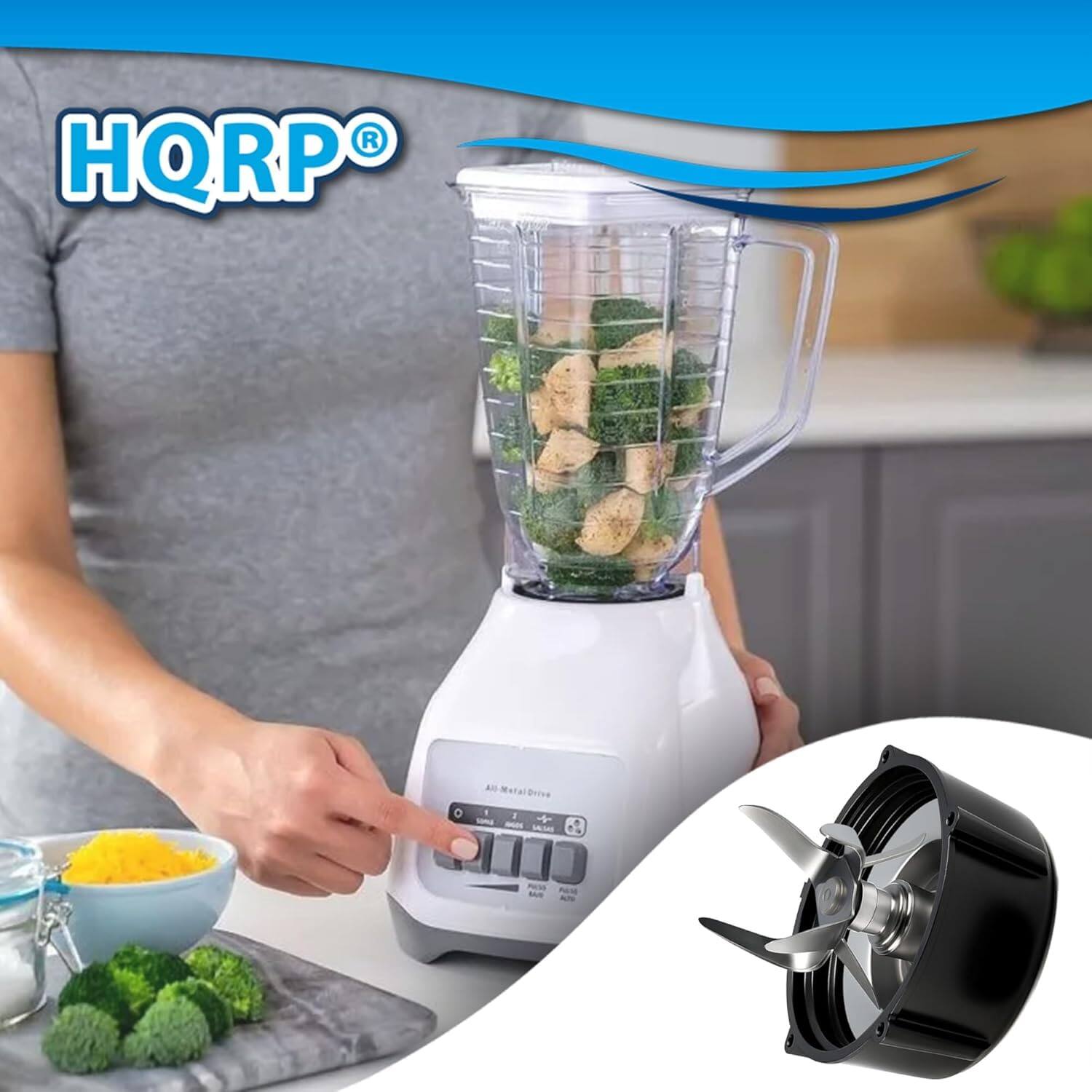 Alt View 3. HQRP - Glass Jar Set for Oster Osterizer Blender, 014709-156-000 004902-003-NP0 124461, 1.25L Pitcher, 0.33 Gallon, Round - Black.