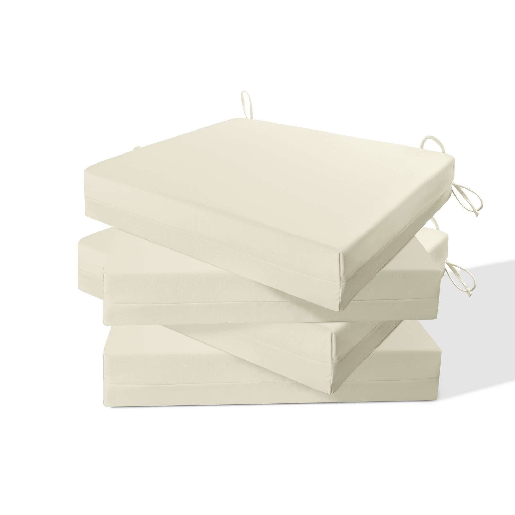 Front. Peace Nest - Peace Nest -  Waterproof Outdoor Chair Cushions Set of 4 with Ties for Patio - Beige - 18.5x16x3" Square Corner - Beige.