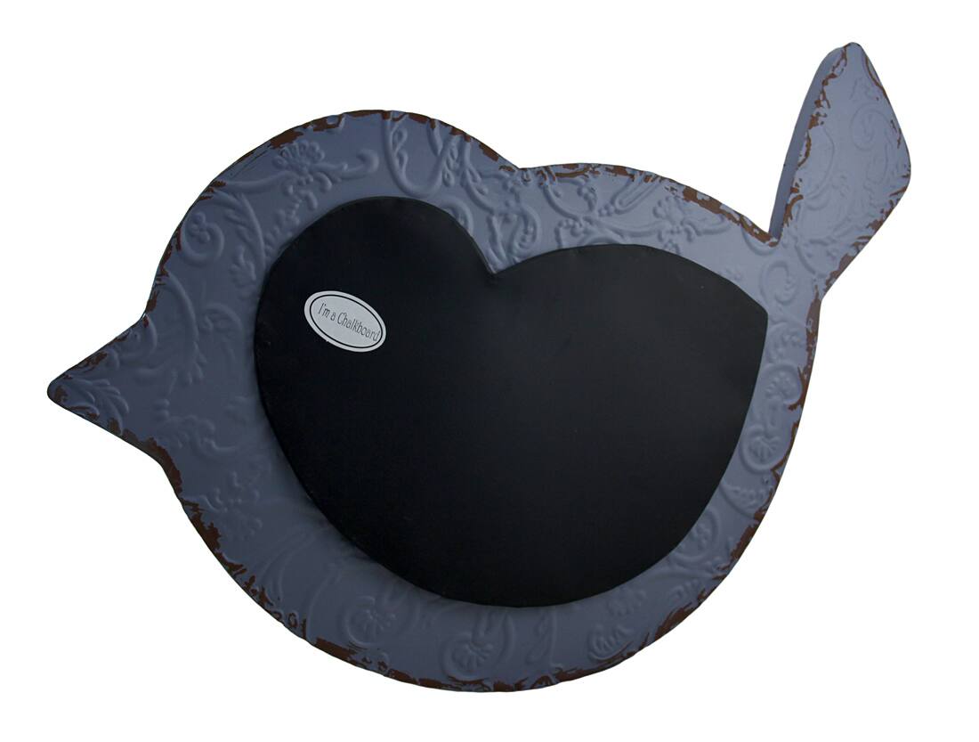 Zeckos - Embossed Bluebird Distressed Finish Metal Chalkboard Wall Hanging - Blue