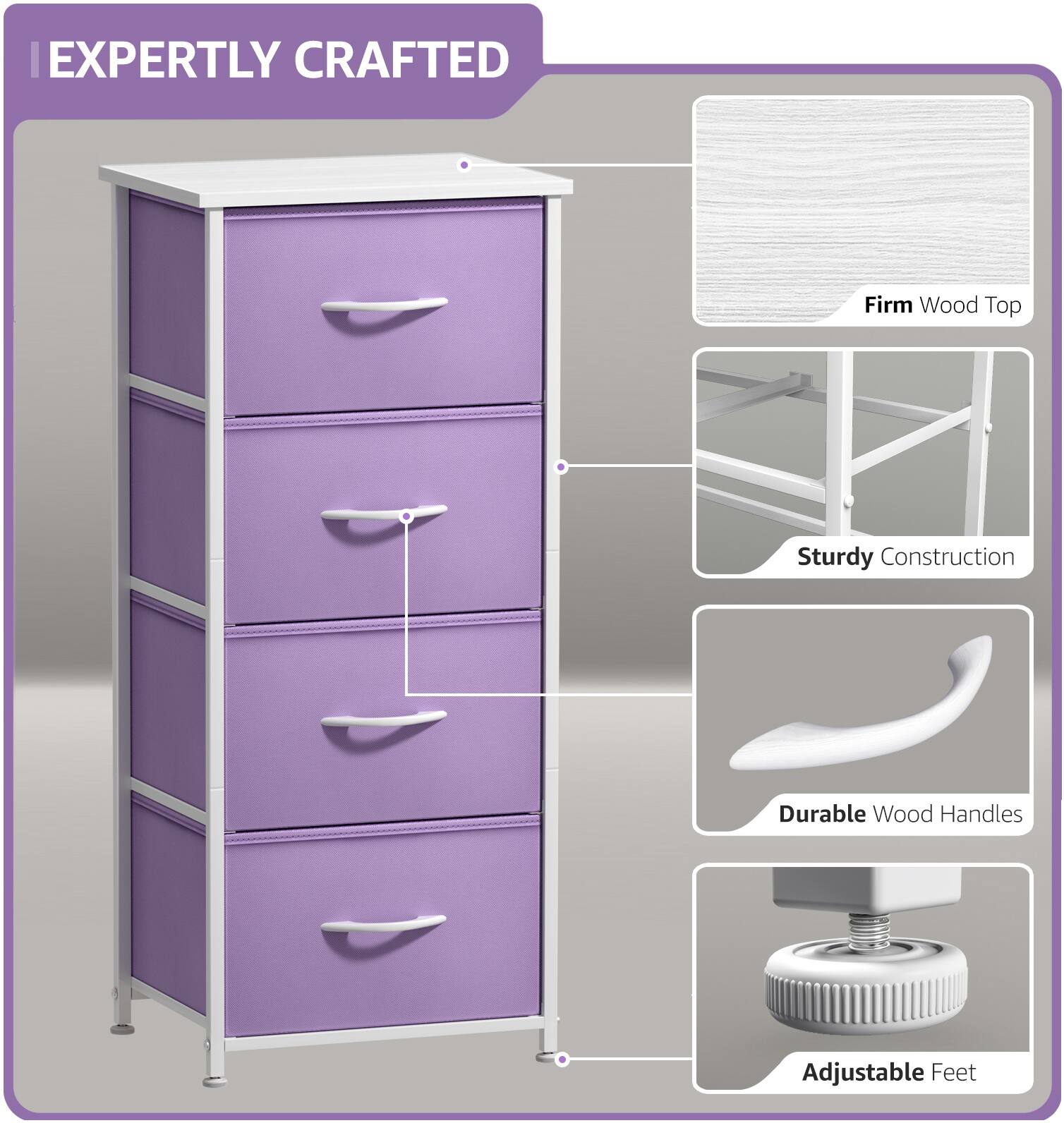 EXPERTLY CRAFTED

- Firm Wood Top
- Sturdy Construction
- Durable Wood Handles
- Adjustable Feet