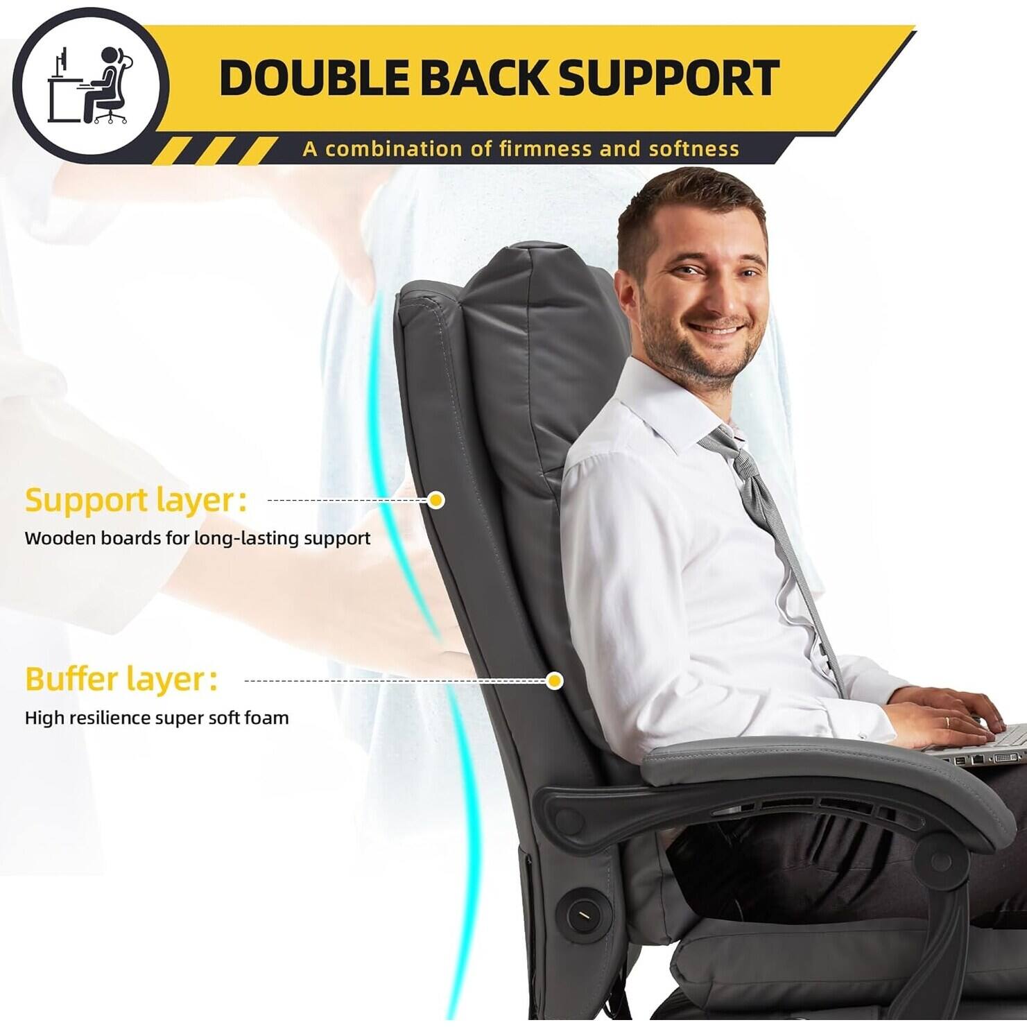 **DOUBLE BACK SUPPORT**  
A combination of firmness and softness

- **Support layer:** Wooden boards for long-lasting support
- **Buffer layer:** High resilience super soft foam