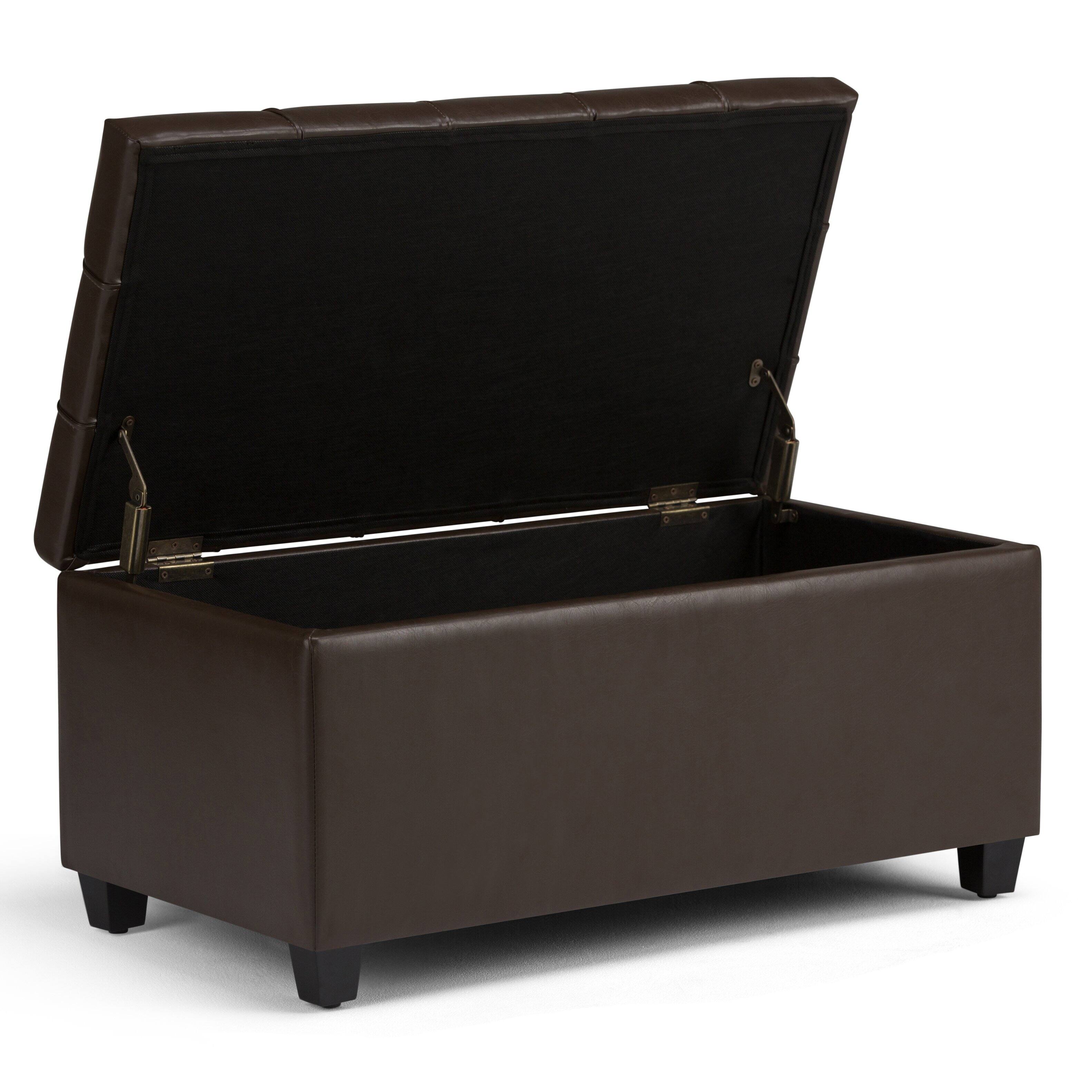 Left. Simpli Home - Sienna Storage Ottoman Bench - Chocolate Brown.