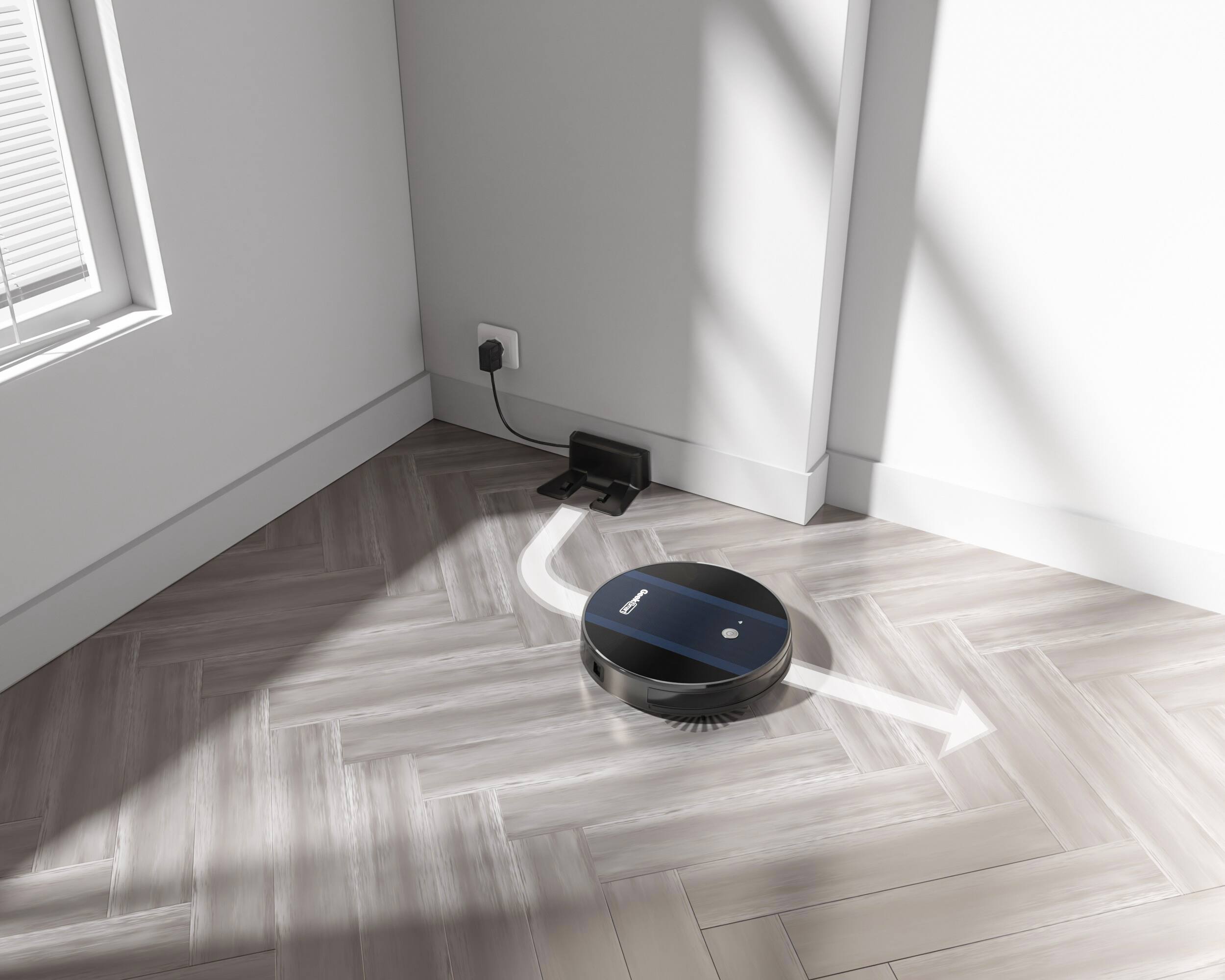 Alt View 4. HOMLUX - Smart Robot Vacuum Cleaner G6, Ultra-Thin, 1800Pa Strong Suction, Automatic Self-Charging, Wi-Fi Connectivity - Black Brown.