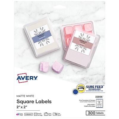 Avery - Print-to-the-Edge Laser/Inkjet Square Labels, 2" x 2", 300 Labels/Pack - White