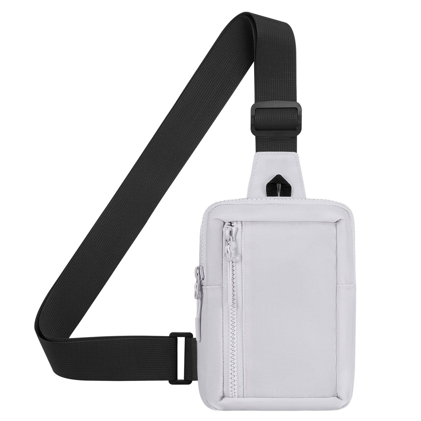 Unique Bargains - Mini Sling Bag 7.5 Inch Small Anti Theft Crossbody Sling Backpack Nylon Chest Bag Fanny Pack for Travel Running - Light Gray