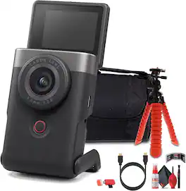 Canon - PowerShot V10 Content Creator Compact Vlogging Camera (Silver) + More
