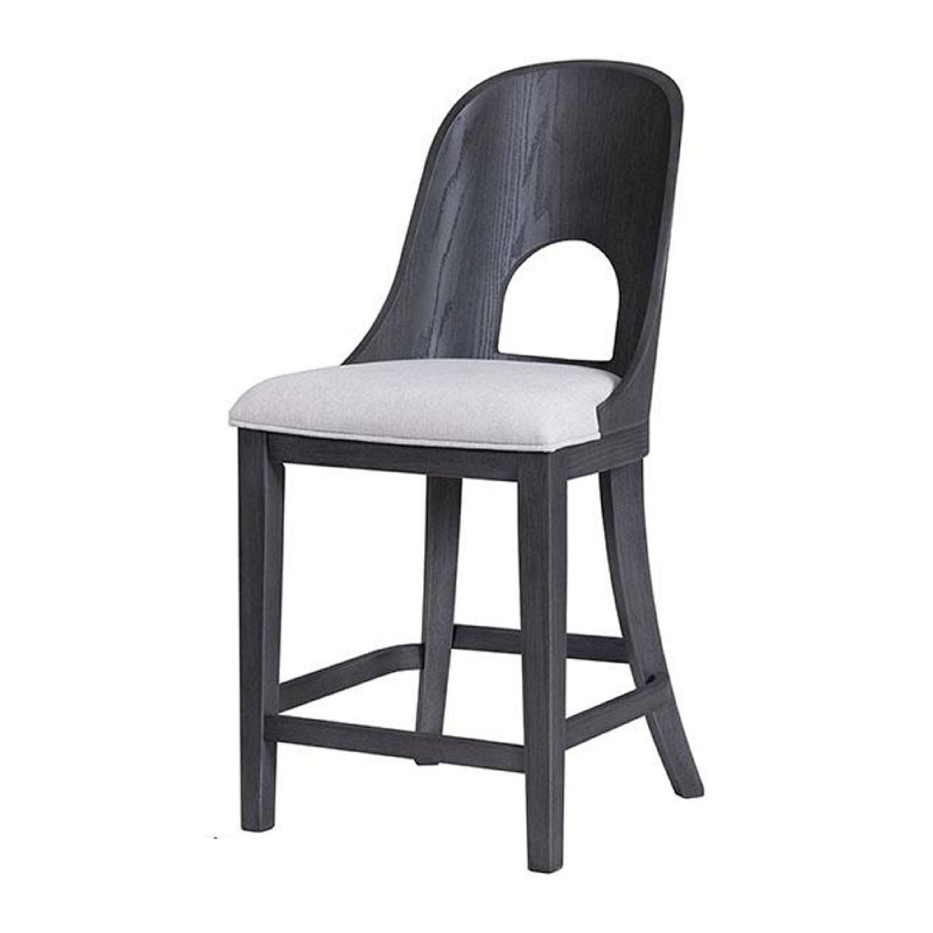 Alt View 1. Manhattan Lane - Zoko Counter Height Chair Set of 2, Curved Cut Out Back, Ash Gray Wood - Ash Gray, White.