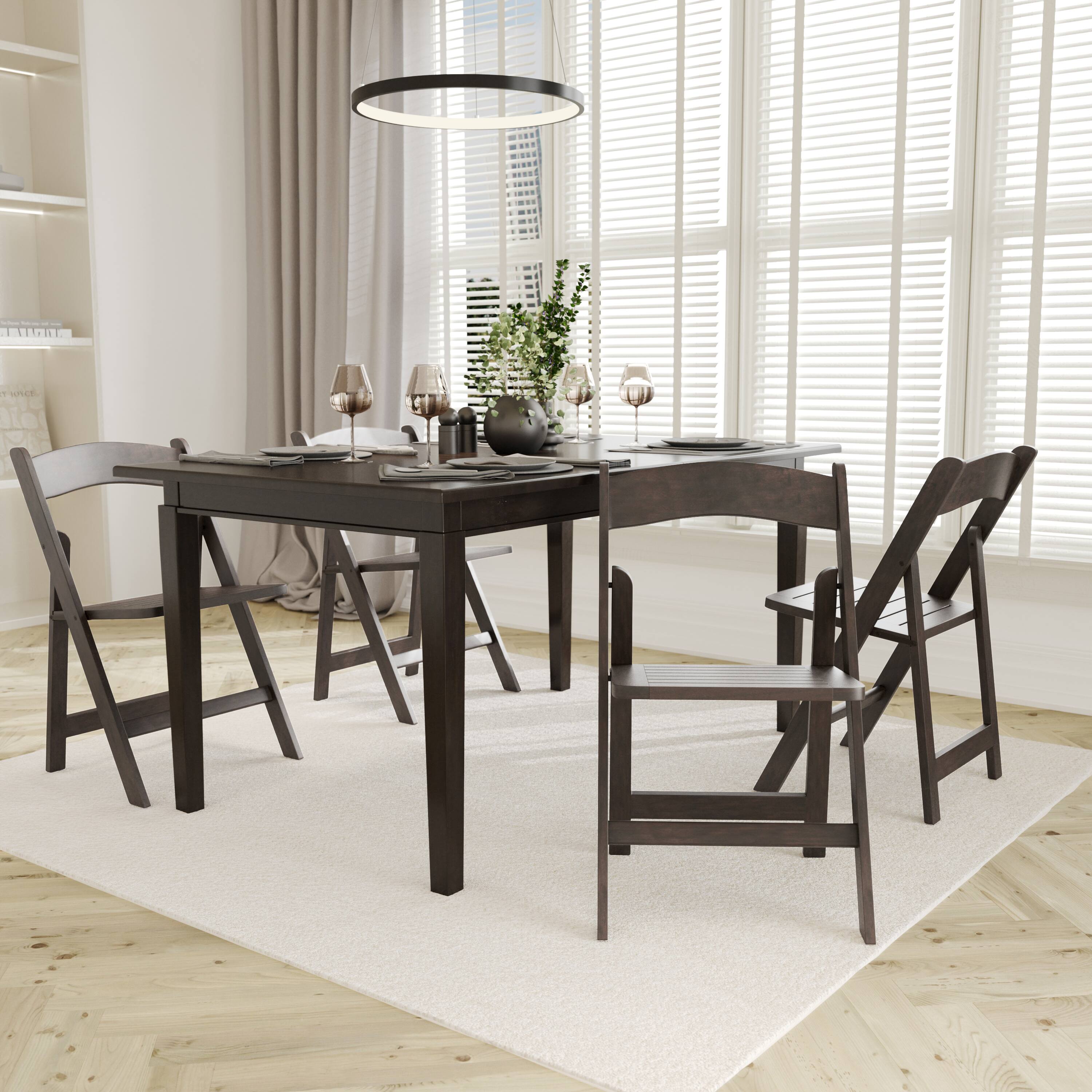 Alt View 2. Emma + Oliver - Magill Set of 4 Solid Wood Foldable Dining Chairs - Early American Wood.