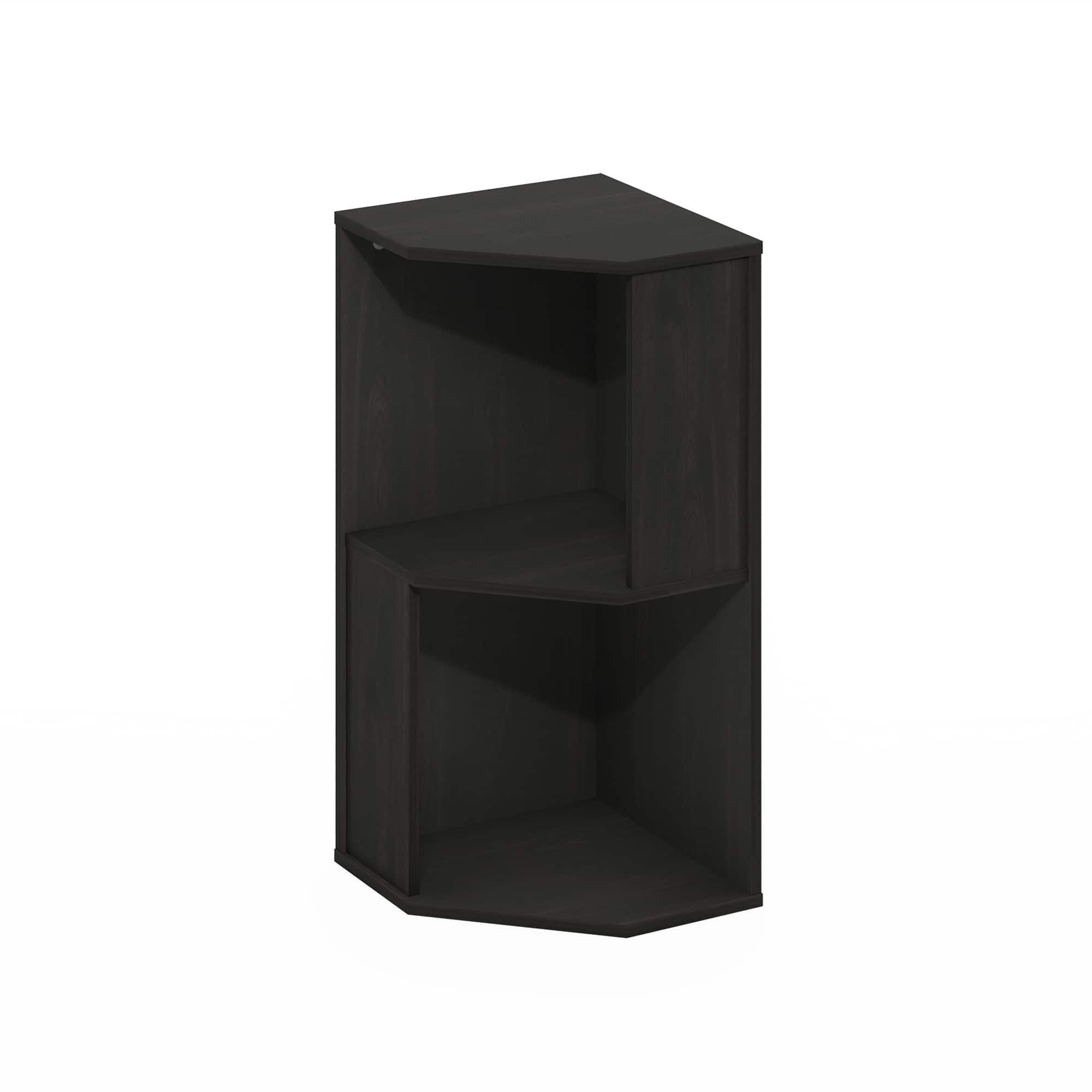 Furinno - Econ 2-Tier Freestanding Corner Shelf Bookcase, Bookshelf, Espresso - Espresso