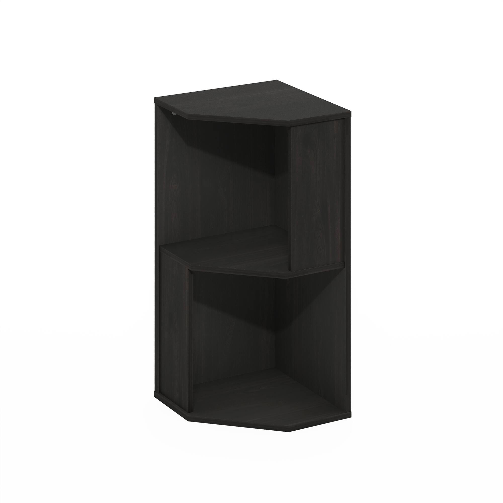 Front. Furinno - Econ 2-Tier Freestanding Corner Shelf Bookcase, Bookshelf, Espresso - Espresso.