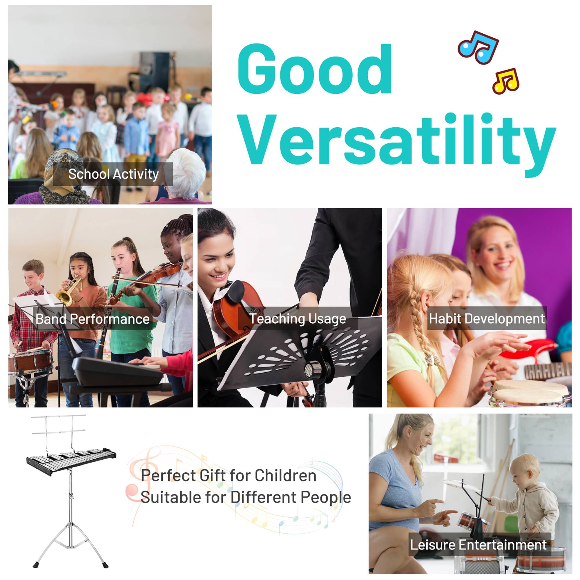 Good Versatility

- School Activity
- Band Performance
- Teaching Usage
- Habit Development
- Perfect Gift for Children
- Suitable for Different People
- Leisure Entertainment