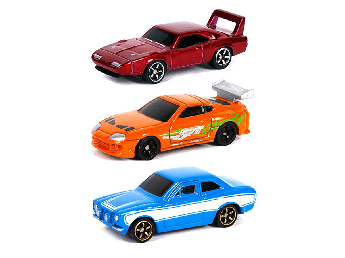 Angle. Jada - "Fast & Furious" 3 piece Set "Nano Hollywood Rides" Series 1 Diecast Model Cars by Jada - Multicolor.