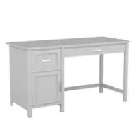 Martha Stewart - Hutton Gray Shaker Style Home Office Desk with Storage and Brushed Nickel Hardware - Gray Frame/Brushed Nickel Hardware - Front_Zoom