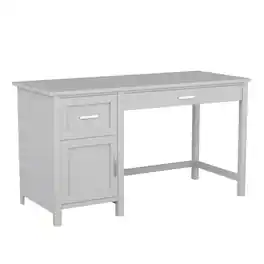 Martha Stewart - Hutton Gray Shaker Style Home Office Desk with Storage - Gray Frame/Brushed Nickel Hardware