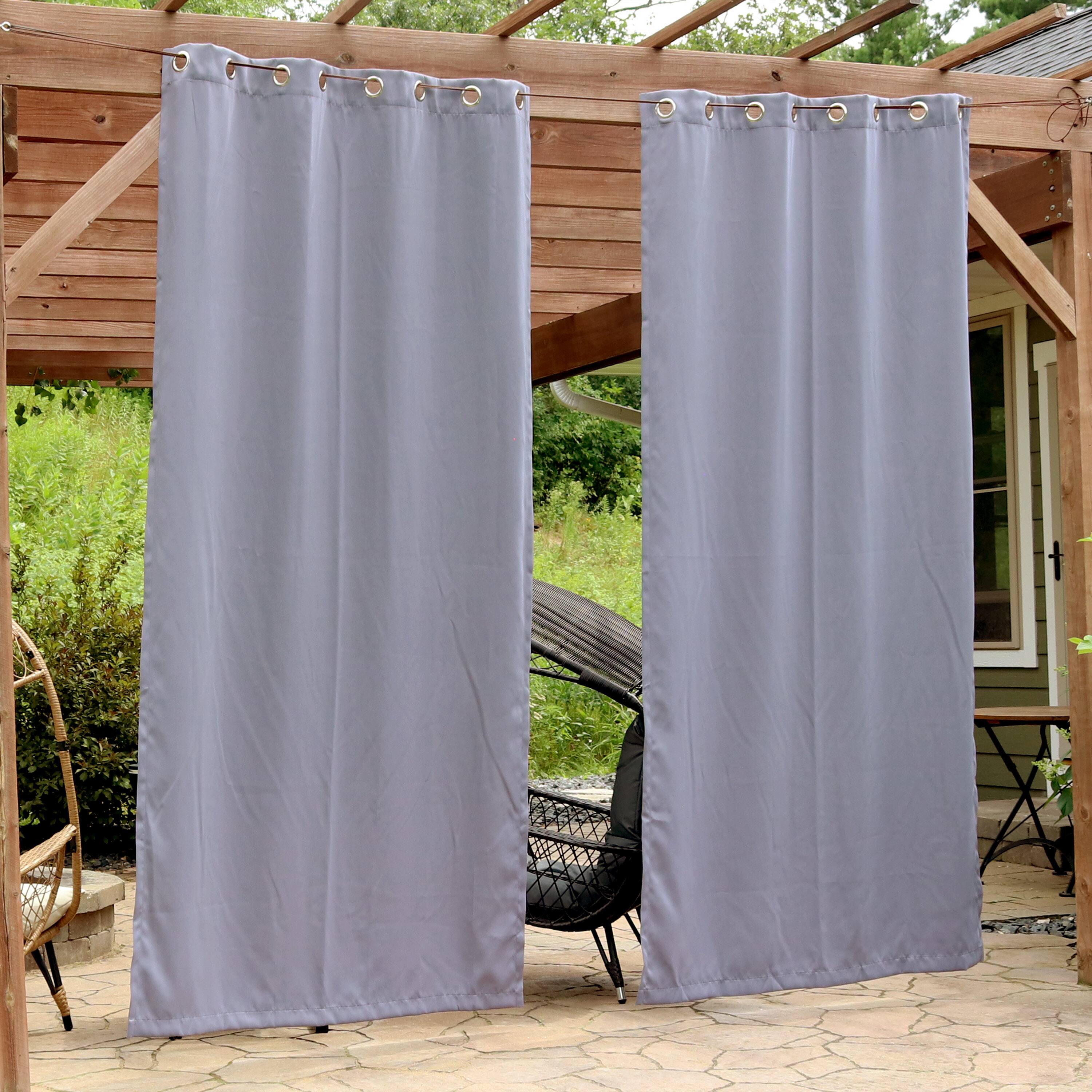Alt View 1. Sunnydaze - Outdoor Blackout Curtain Panel - 52 in x 108 in - Set of 2 - Gray.