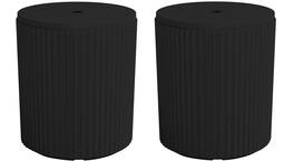 SERWALL - Round Outdoor Umbrella Side Table Set of 2 - Black