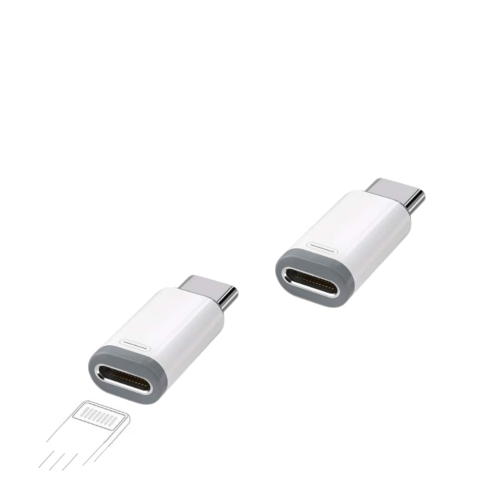 Qixxronics - Lightning to USB-C Adapter, (2-Pack) Lightning Female to USB C Male Adapter Converter Data Transfer & Charging - White