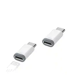 Qixxronics - Lightning to USB-C Adapter, (2-Pack) Lightning Female to USB C Male Adapter Converter Data Transfer & Charging - White