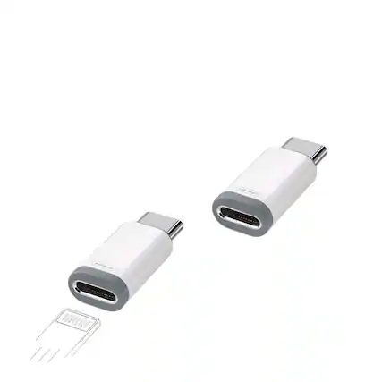 Front. Qixxronics - Lightning to USB-C Adapter, (2-Pack) Lightning Female to USB C Male Adapter Converter Data Transfer & Charging - White.