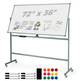 Costway - 72" x 36" Double-Sided Magnetic Whiteboard with Stand and Aluminum Alloy Frame - Green
