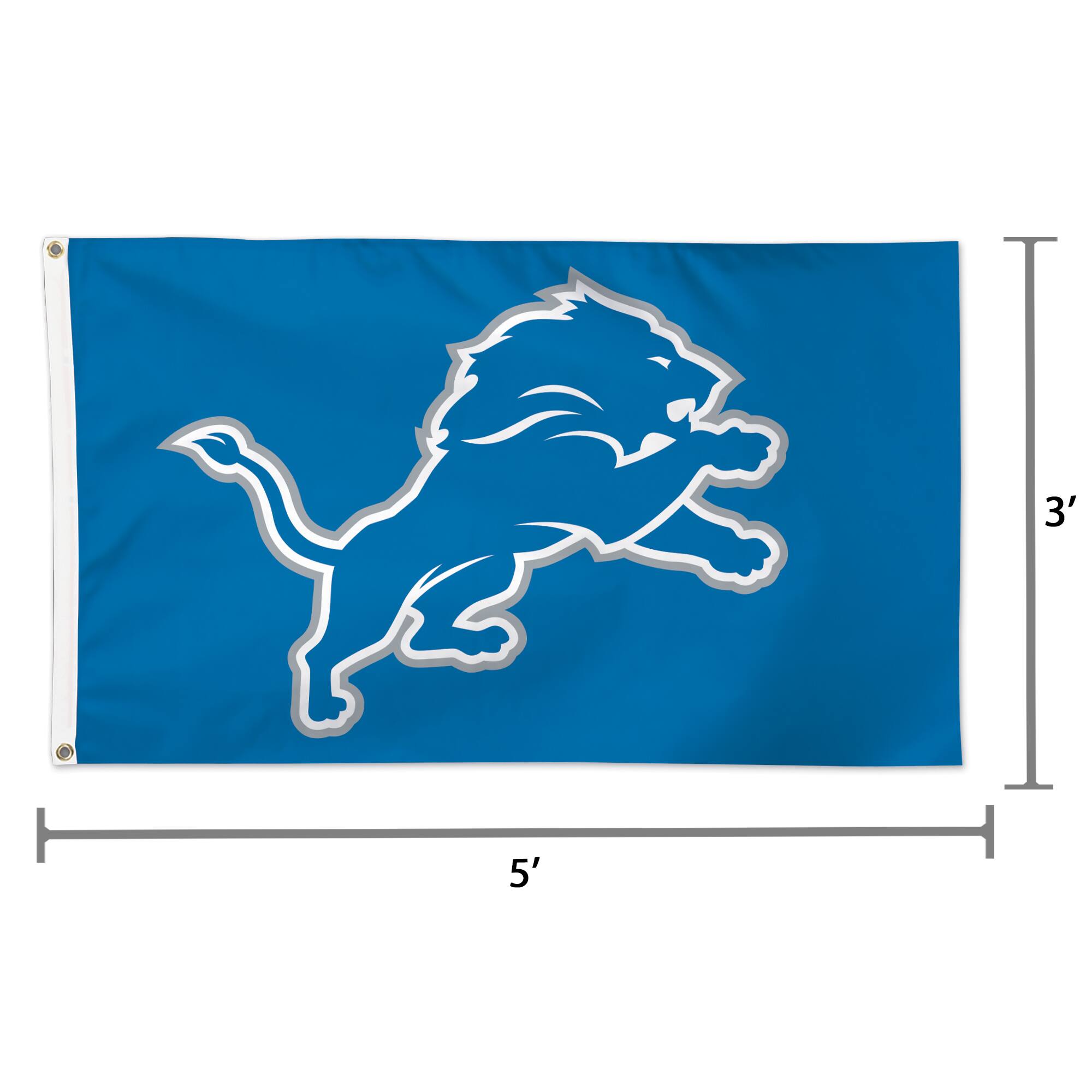 Alt View 1. WinCraft - Detroit Lions Single-Sided 3' x 5' Deluxe Mascot Flag - Multicolor.