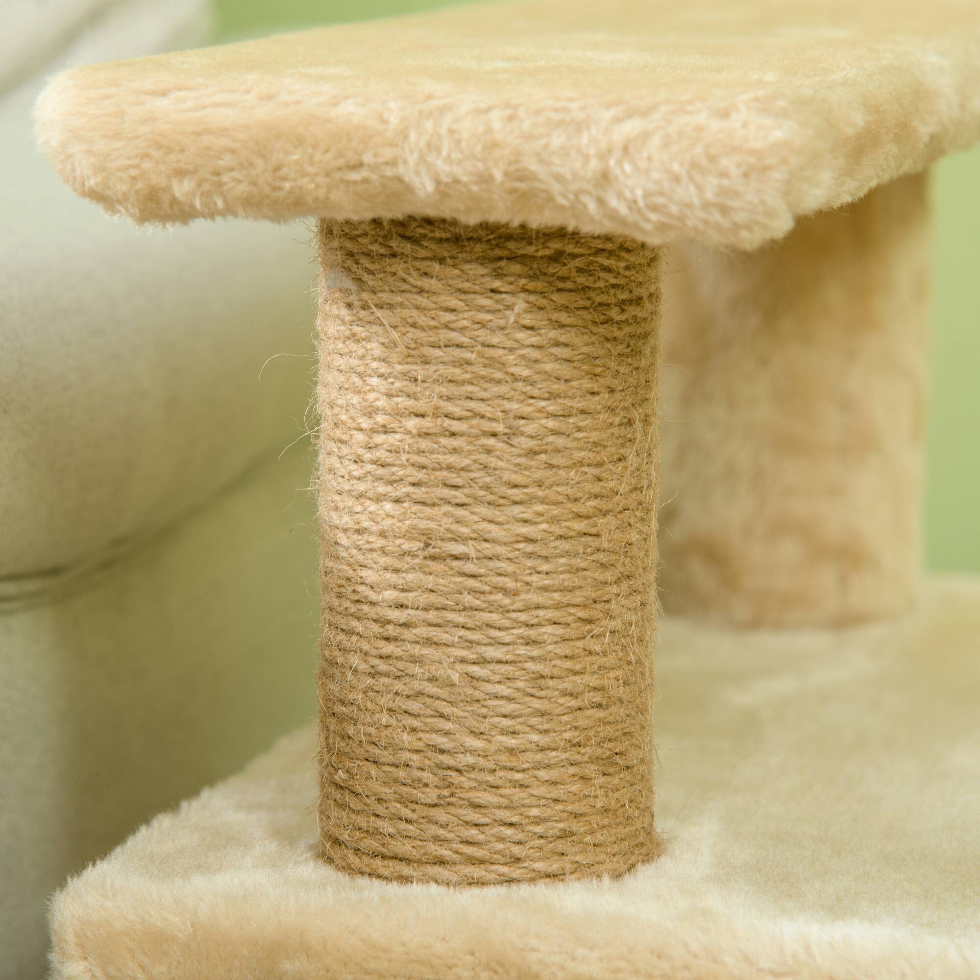 Alt View 7. Pawhut - Height 3 Step/4 Step Cat Stairs w/ Jute Cat Scratching Post, Cat Condo, Toy Ball, for Bed, Sofa - Beige.
