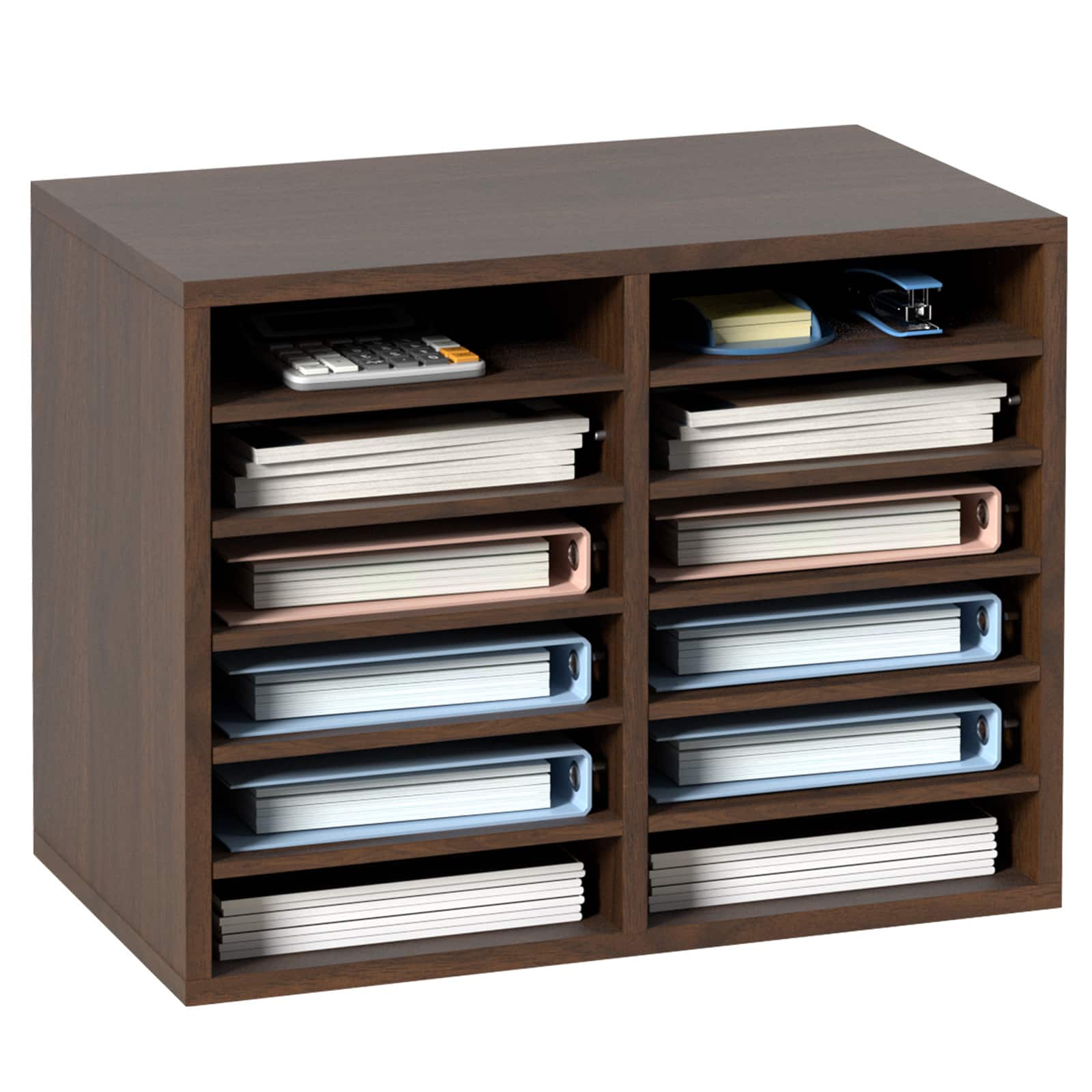 VEVOR - Literature Organizers, 12 Compartments Office Mailbox with Adjustable Shelves, Wood Literature Sorter - Brown price history on PriceWatchPro