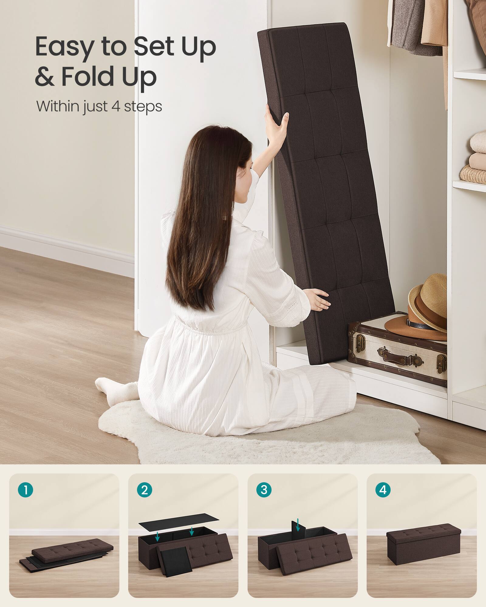 Easy to Set Up & Fold Up  
Within just 4 steps  

1  
2  
3  
4