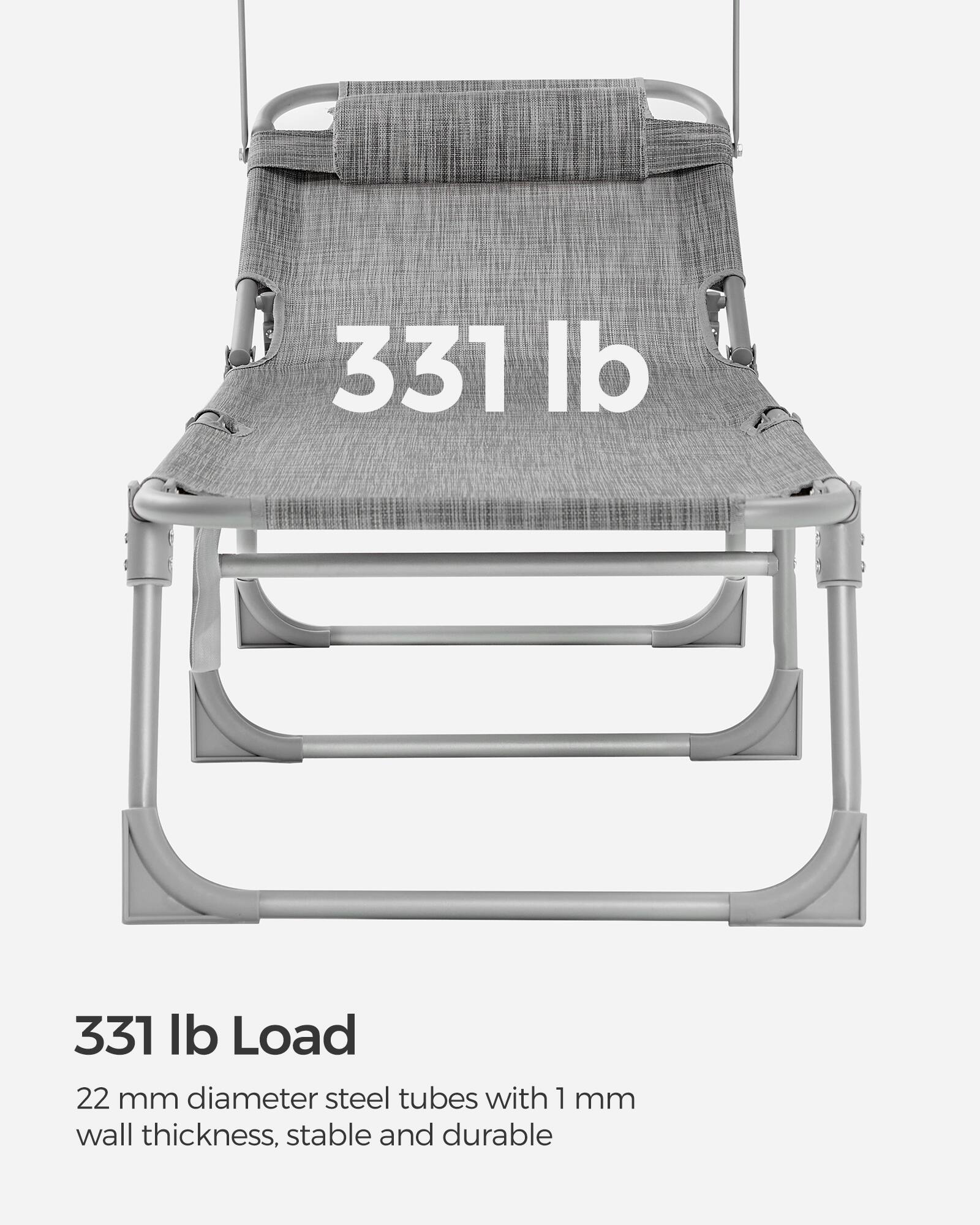 331 lb Load

22 mm diameter steel tubes with 1 mm wall thickness, stable and durable