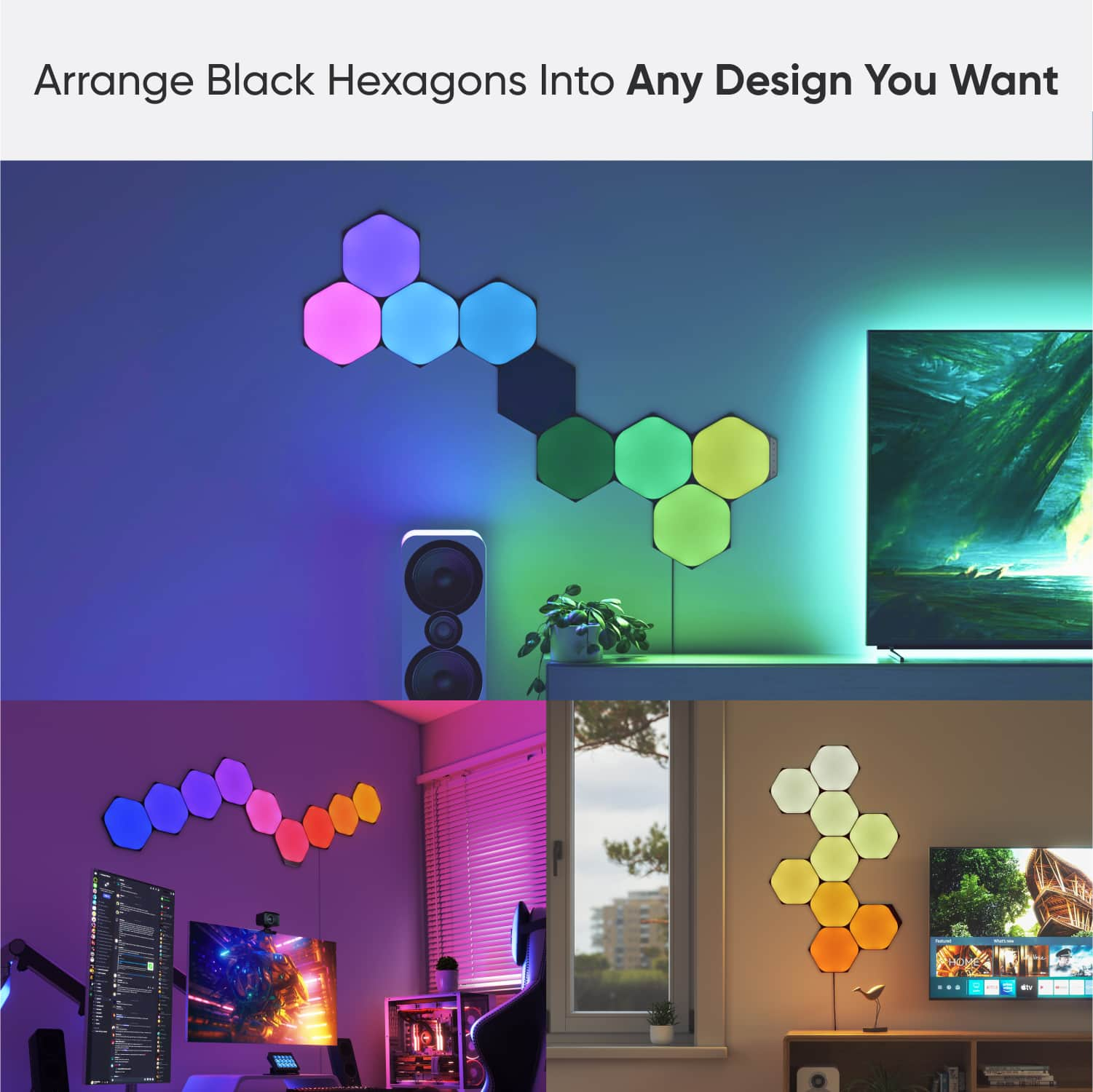 Nanoleaf – Shapes Ultra Black Hexagons Smarter Kit (9 Panels) – Multicolor Sansujyuku sansujyuku.com