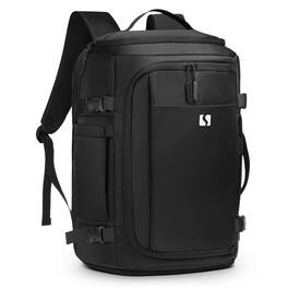 Unique Bargains - 35L Travel Backpack, 17" Laptop, USB-C Port, Expandable Carry-On, TSA Flight Approved Water-Resistant - Black