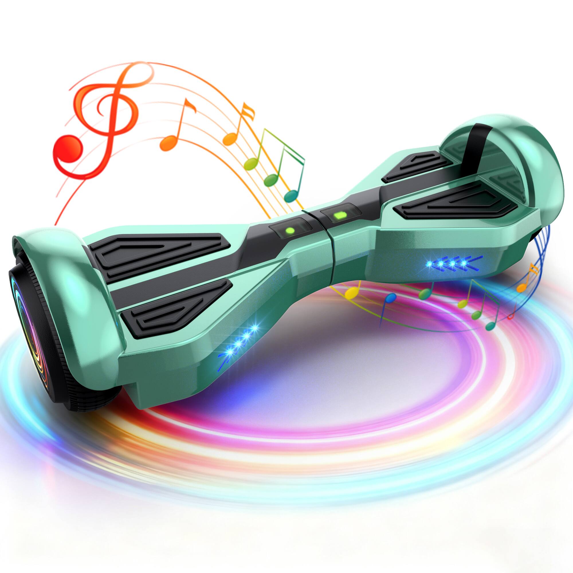 Front. Hover Heart - Self-Balancing Electric Hoverboard, 6.7 MPH Max Speed, Bluetooth Speaker and LED Wheel Lights - Upgrated Turquoise.