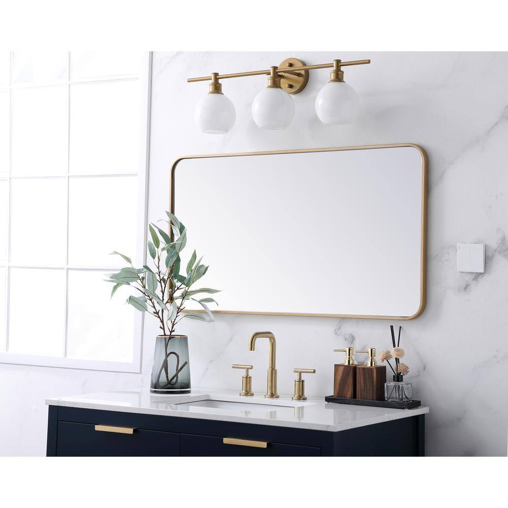 Alt View 7. Elegant Decor - Soft corner metal rectangular mirror 22x40 inch in Brass - Brass.