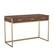 Front. Martha Stewart - Ollie Walnut 3 Drawer Home Office Desk - Walnut Top/Polished Brass Frame.
