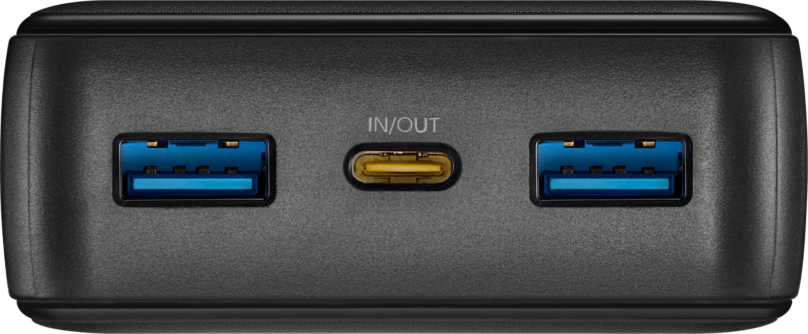 Alt View 2. Best Buy essentials™ - 20W 20,000mAh Portable Charger for Most Smartphones, Tablets and USB Devices - Black.