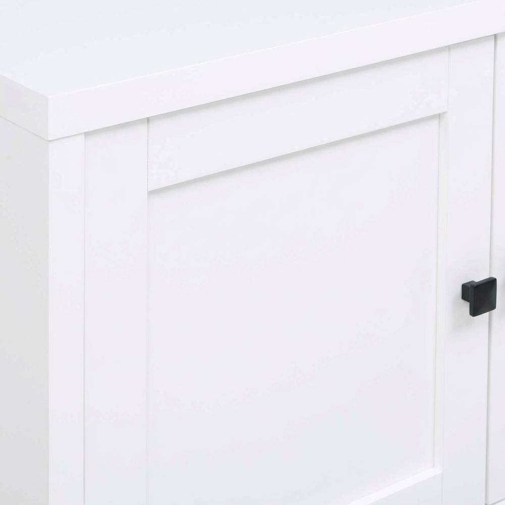 Alt View 4. FurniFact - White 4-Door TV Stand with Engineered Wood and Modern Design - White.