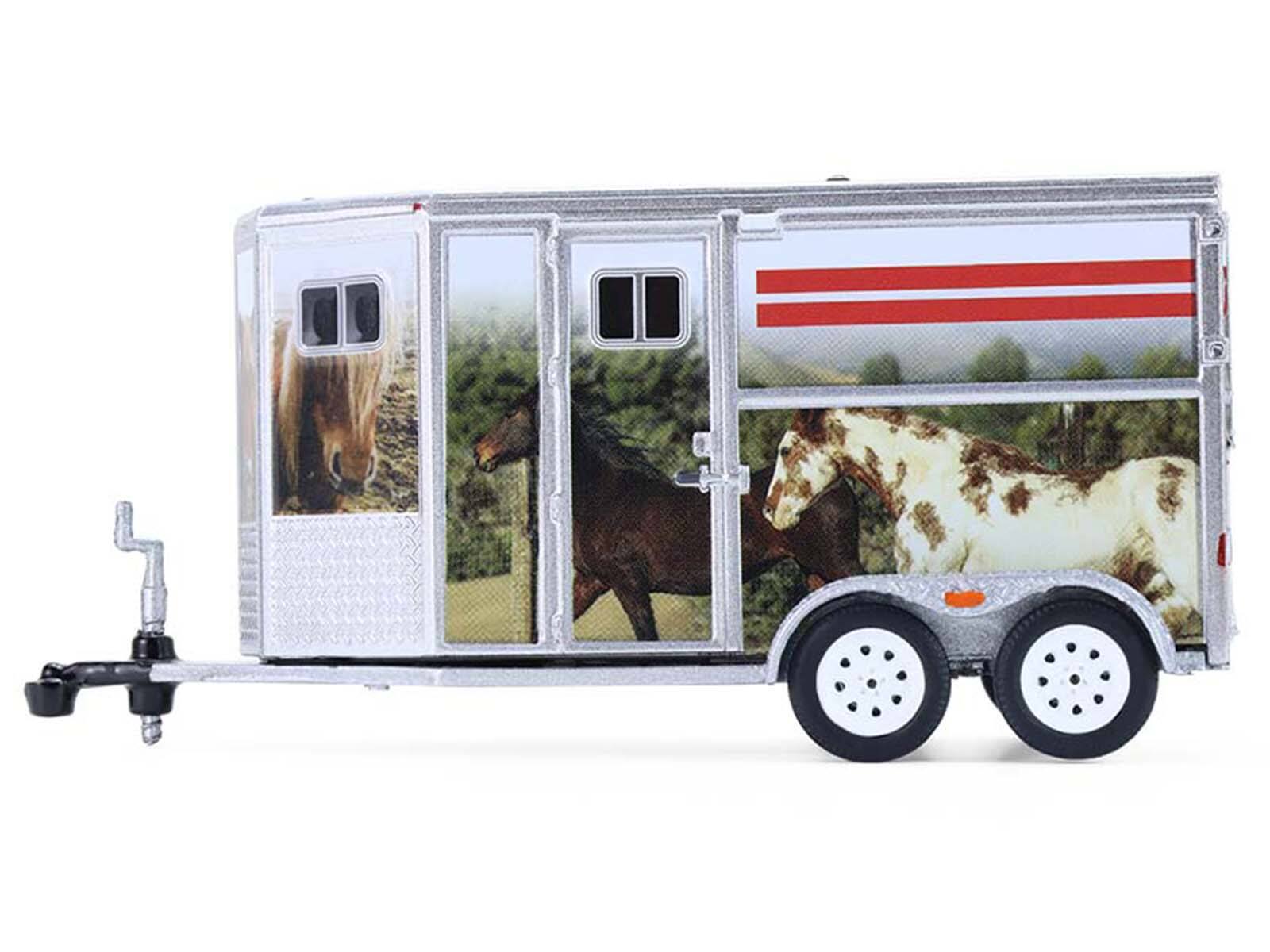 Alt View 1. Greenlight - Horse Trailer Silver with Custom Horse Wrap "Down on the Farm" Series 11 1/64 Diecast Model by Greenlight.