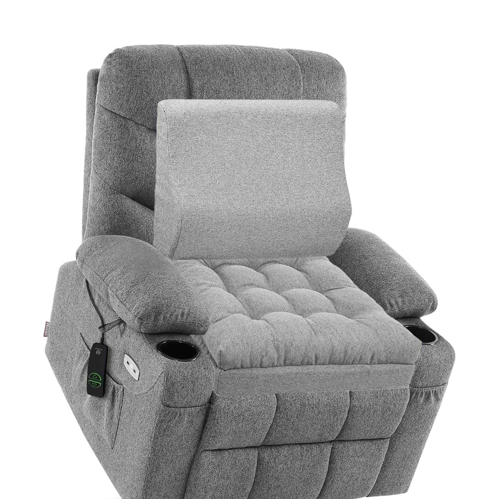 Fabibe - Extra Large Memory Foam Recliner Cushions for Elderly, Polyester, Non-Slip Design - Grey（seat Cushion+Lumbar Support）1Pack